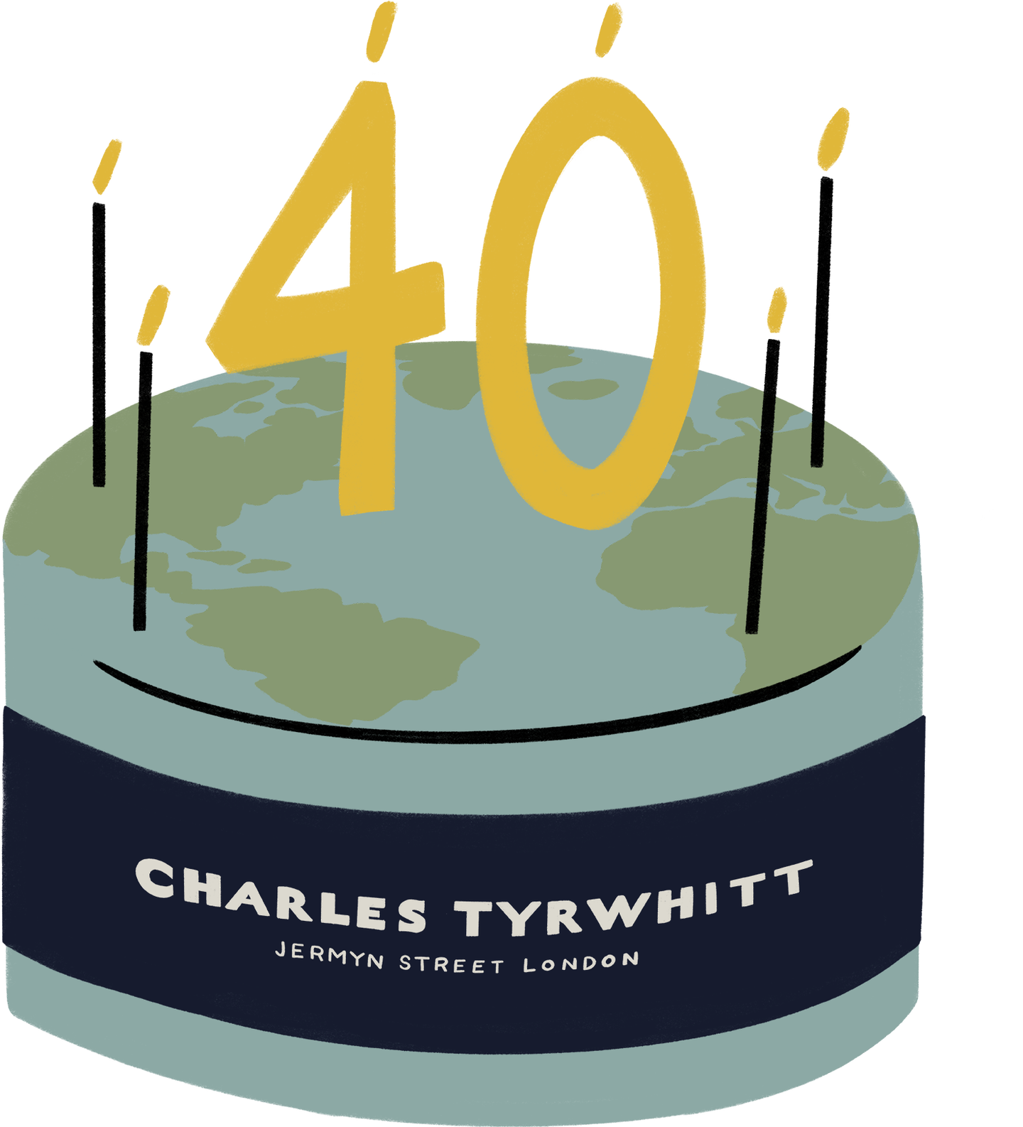 Illustration of 40th Birthday cake