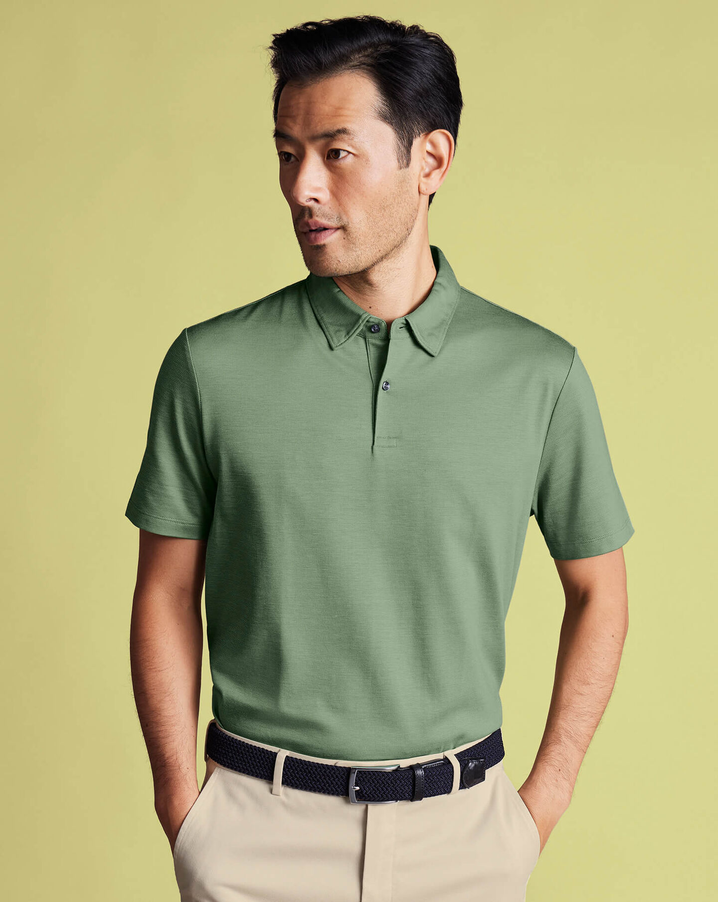 Tyrwhitt Cool Textured Polo - Light Green