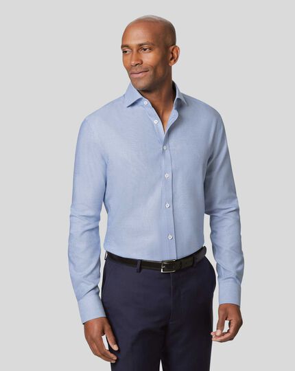 Spread Collar Non-Iron Ludgate Weave Shirt - Blue