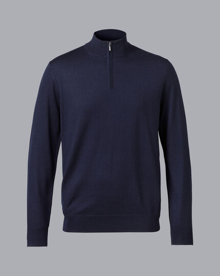 Merino Quarter Zip Sweater - Navy