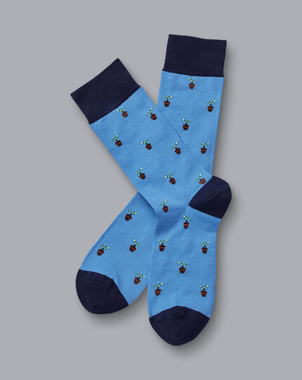 Socken mit „Geld wächst nicht auf Bäumen“-Motiv - Kornblumenblau