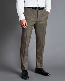 Prince of Wales Check Suit Trousers - Oatmeal
