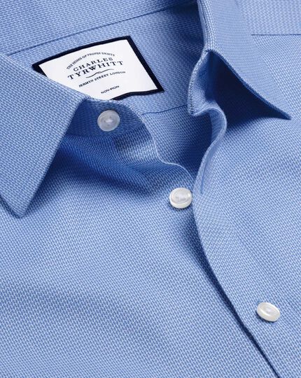 Non-Iron Mini Herringbone Shirt - Blue