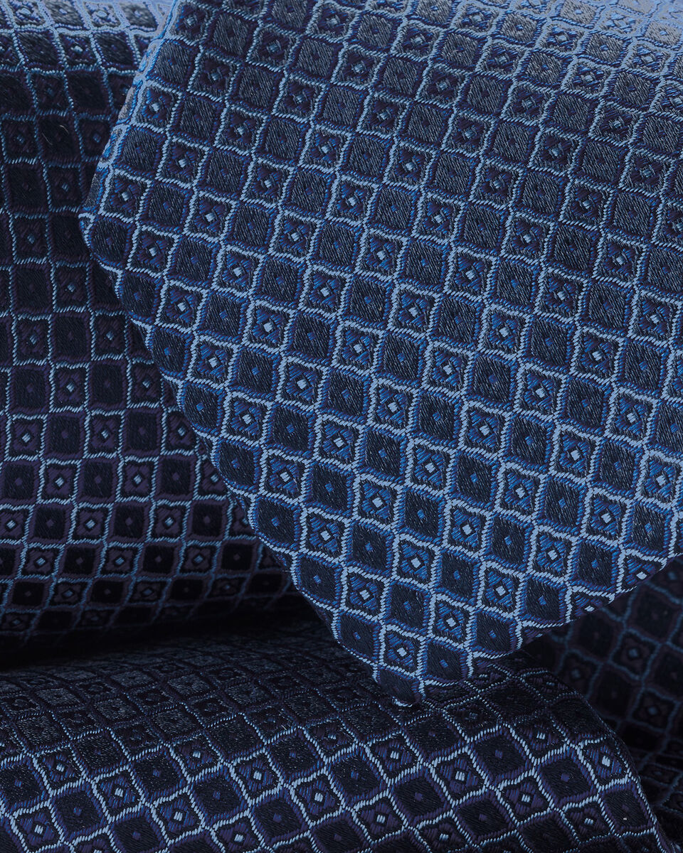 Krawatte aus Seide mit geometrischem Muster - Marineblau