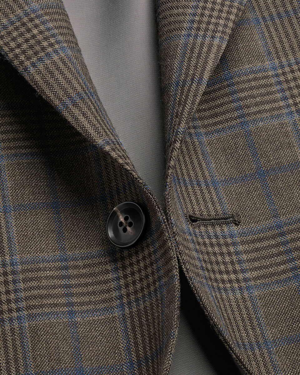 Lightweight Wool Check Jacket - Mocha
