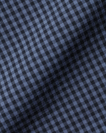 Button-Down Collar Non-Iron Stretch Poplin Mini Gingham Shirt - Indigo Blue