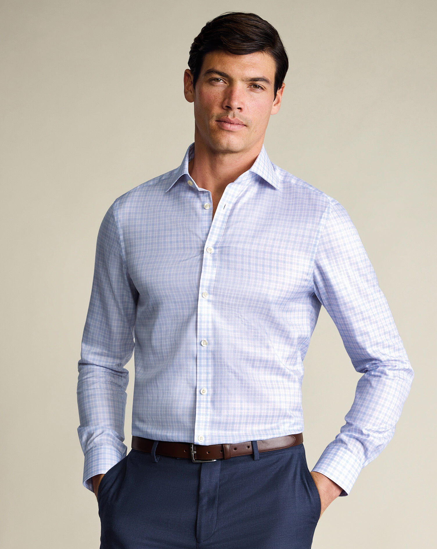 Luxury Check Shirt - Lilac and Blue | Charles Tyrwhitt US