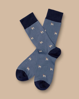 Socken mit Hunde-Motiv - Stahlblau