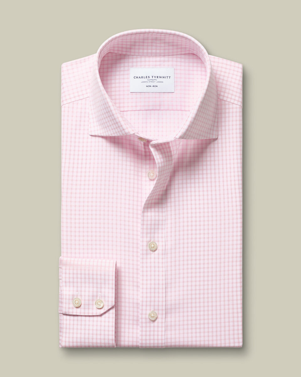 Non-Iron Twill Check Shirt - Pink