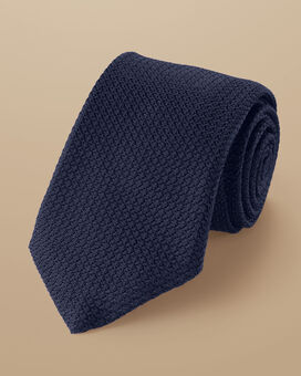 Cravate en soie grenadine italienne - Bleu marine