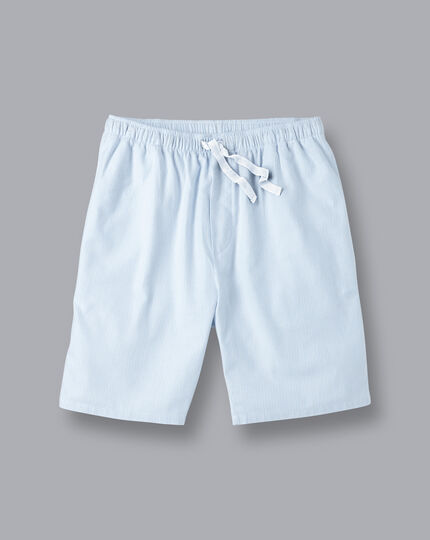 Fine Stripe Pajama Shorts - Sky Blue