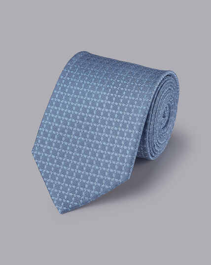 Schmutzabweisende Krawatte aus Seide mit Blumenmuster - Himmelblau