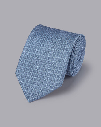 Stain Resistant Floral Silk Tie - Sky Blue