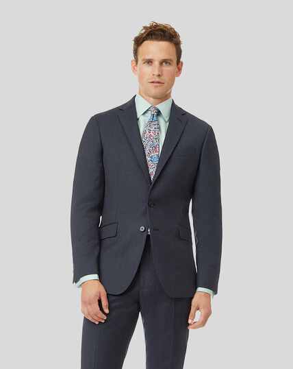Natural Stretch Italian Stripe Suit Jacket - Airforce Blue