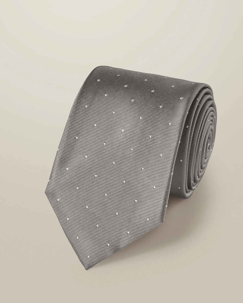 Silk Spot Tie - Grey