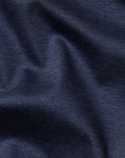 Cotton TENCEL™ Mix Long Sleeve Polo - Indigo Blue