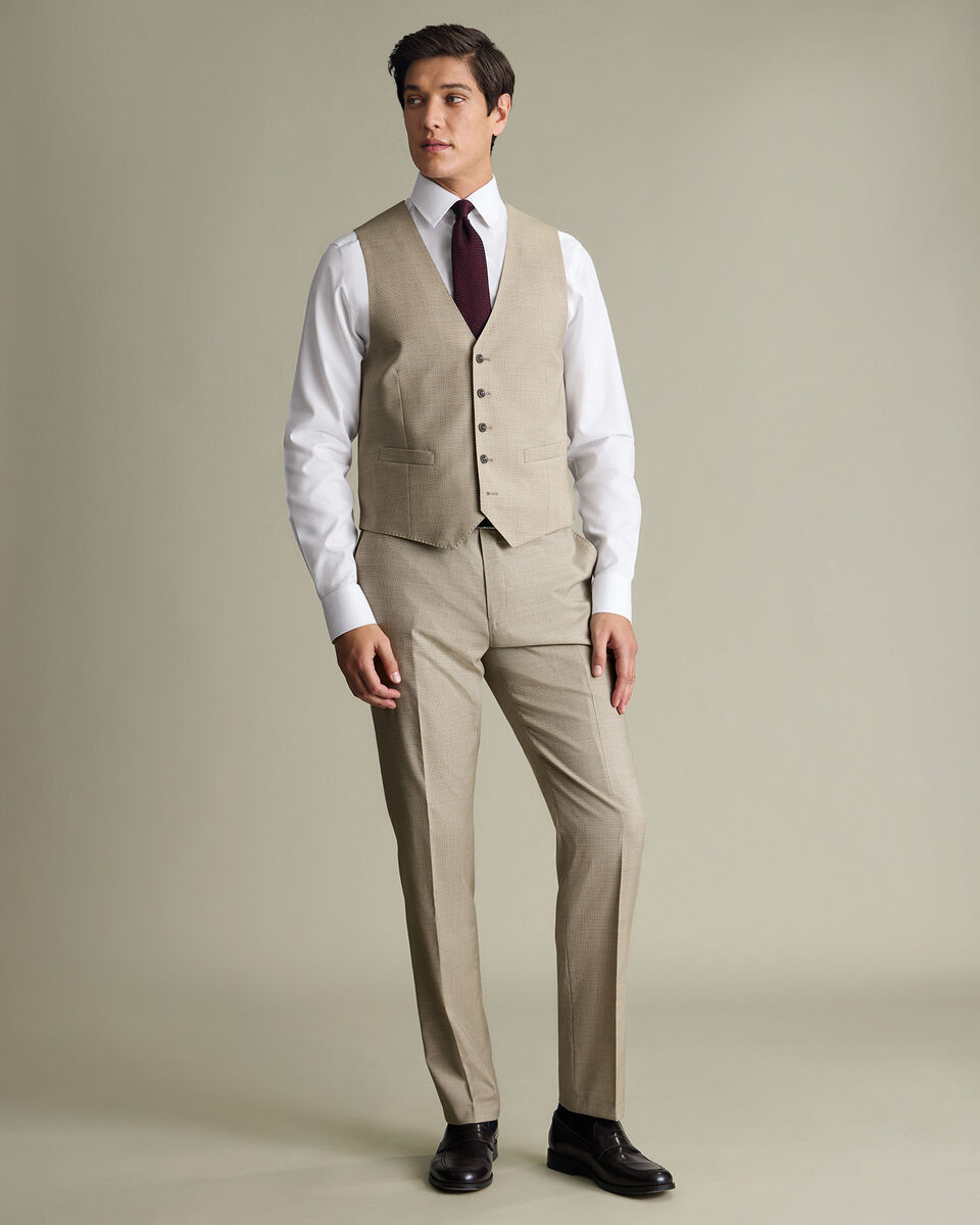 Italian Puppytooth Waistcoat - Taupe
