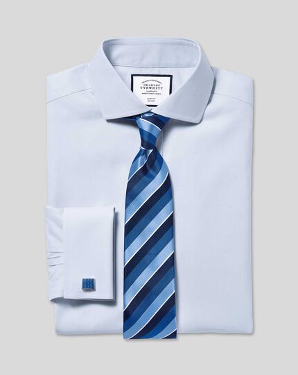 Spread Collar Non-Iron Twill Shirt - Silver