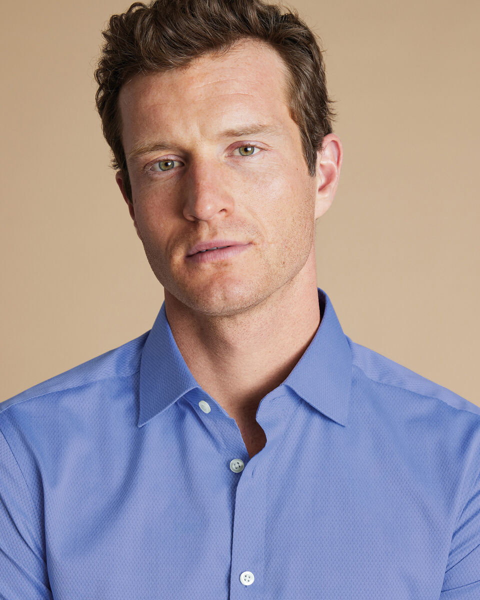 Luxury Ascot Weave Shirt - Indigo Blue