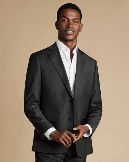 Natural Stretch Twill Suit Jacket - Charcoal
