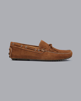 Suede Driving Loafers - Tobacco Brown