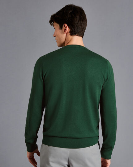 Merino Crew Neck Sweater - Dark Green