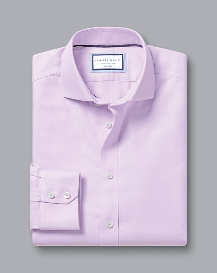 Spread Collar Non-Iron Clifton Weave Shirt - Lilac Purple