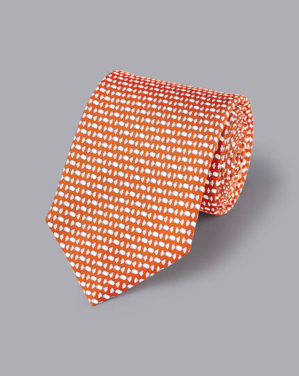 Sweet Print Silk Tie - Burnt Orange