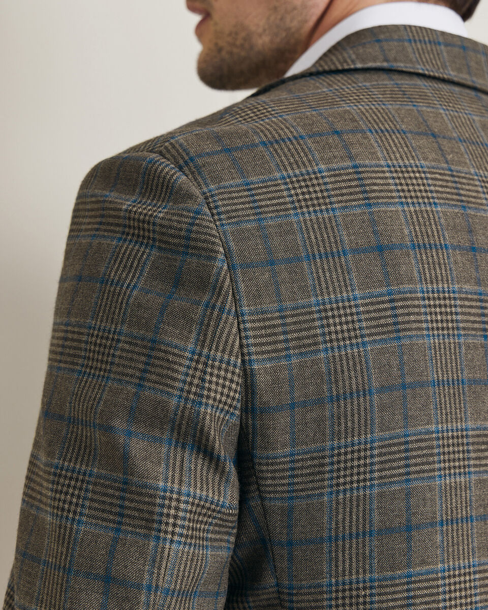 Lightweight Wool Check Jacket - Mocha