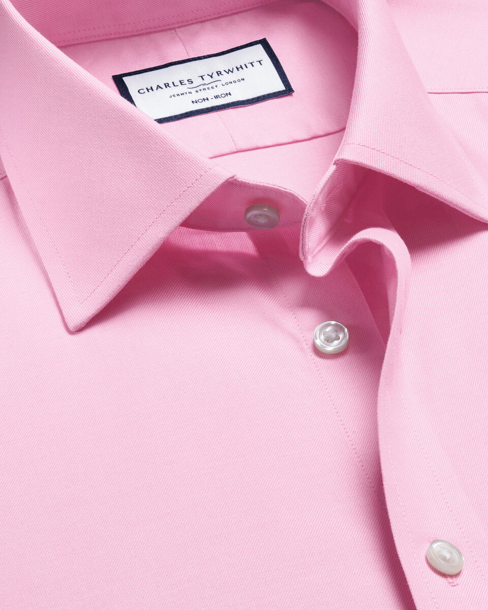 NonIron Twill Shirt Pink Charles Tyrwhitt