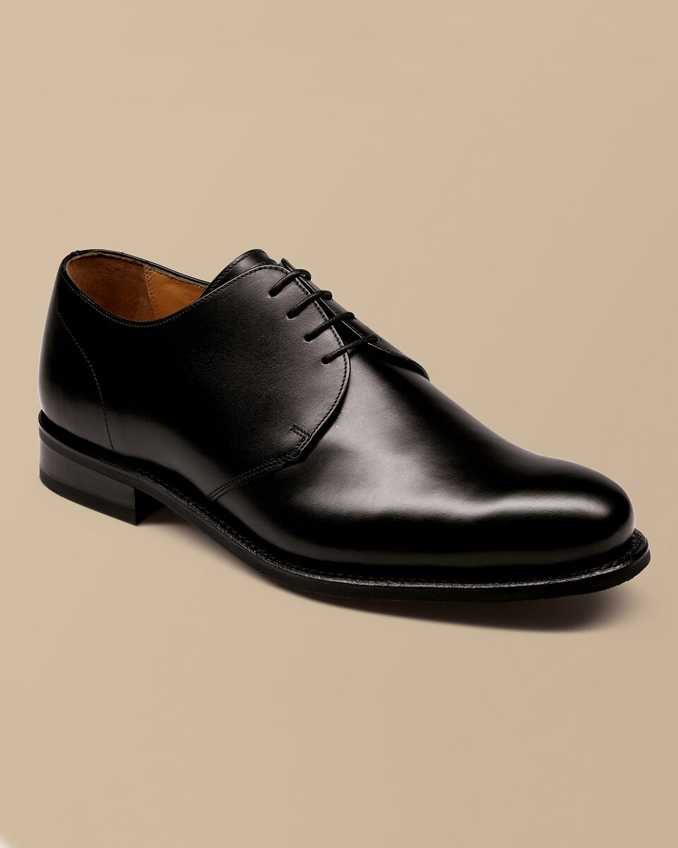 Rubber Sole Leather Derby Shoes - Black | Charles Tyrwhitt