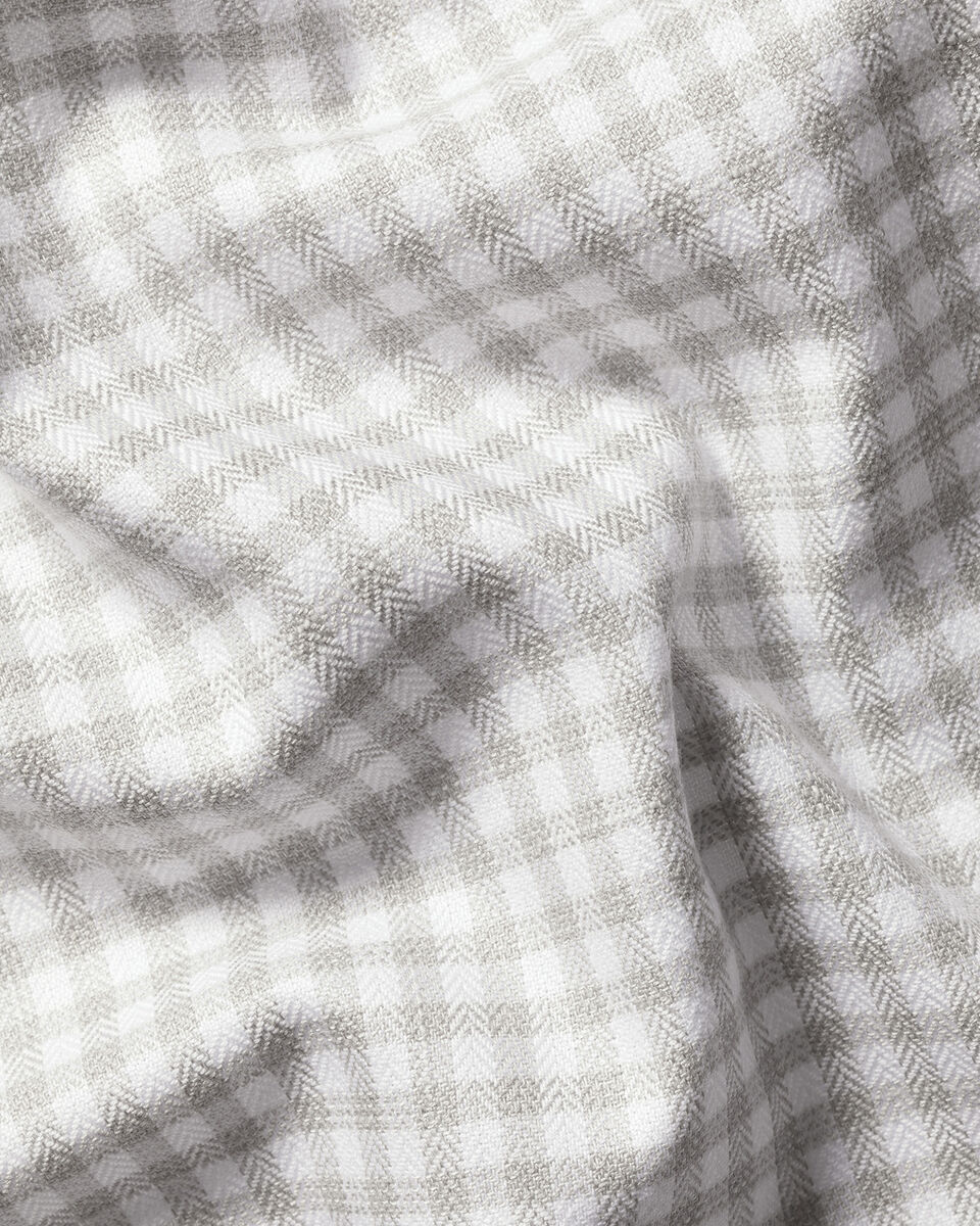 Niet Strijken Twill Gingham Overhemd - Zilvergrijs