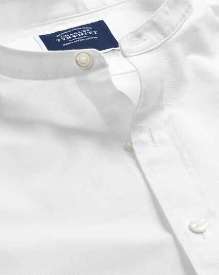 Collarless Linen Shirt - White | Charles Tyrwhitt
