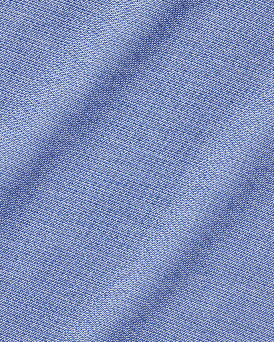 Chemise en lin et coton sans repassage - Bleu de cobalt