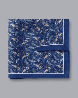 Paisley Print Silk Pocket Square - Cobalt Blue
