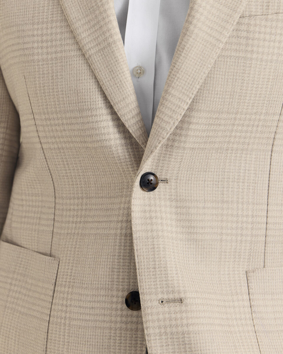 Veste &agrave; carreaux en laine et soie - Gris galet