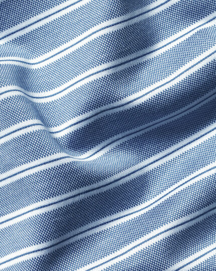 Jacquard Stripe Cotton Polo - Ocean Blue