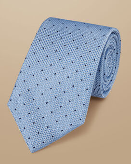 Schmutzabweisende Krawatte aus Seide mit Punkten - Himmelblau & Französisches Blau