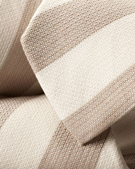 Stripe Linen Silk Tie - Stone & Ivory