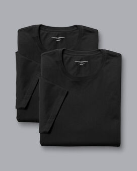 2-Pack Crew Neck Cotton T-Shirt - Black