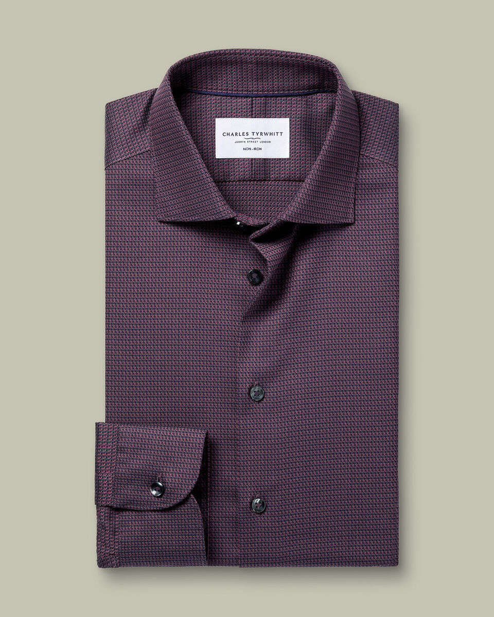 Chemise textur&eacute;e extensible sans repassage - Bordeaux