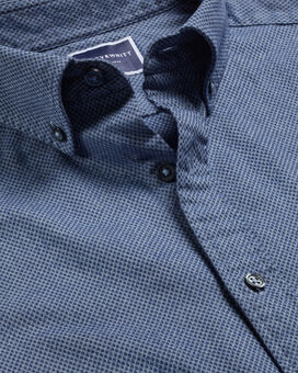 Button-Down Collar Dobby Flannel Shirt - Indigo Blue