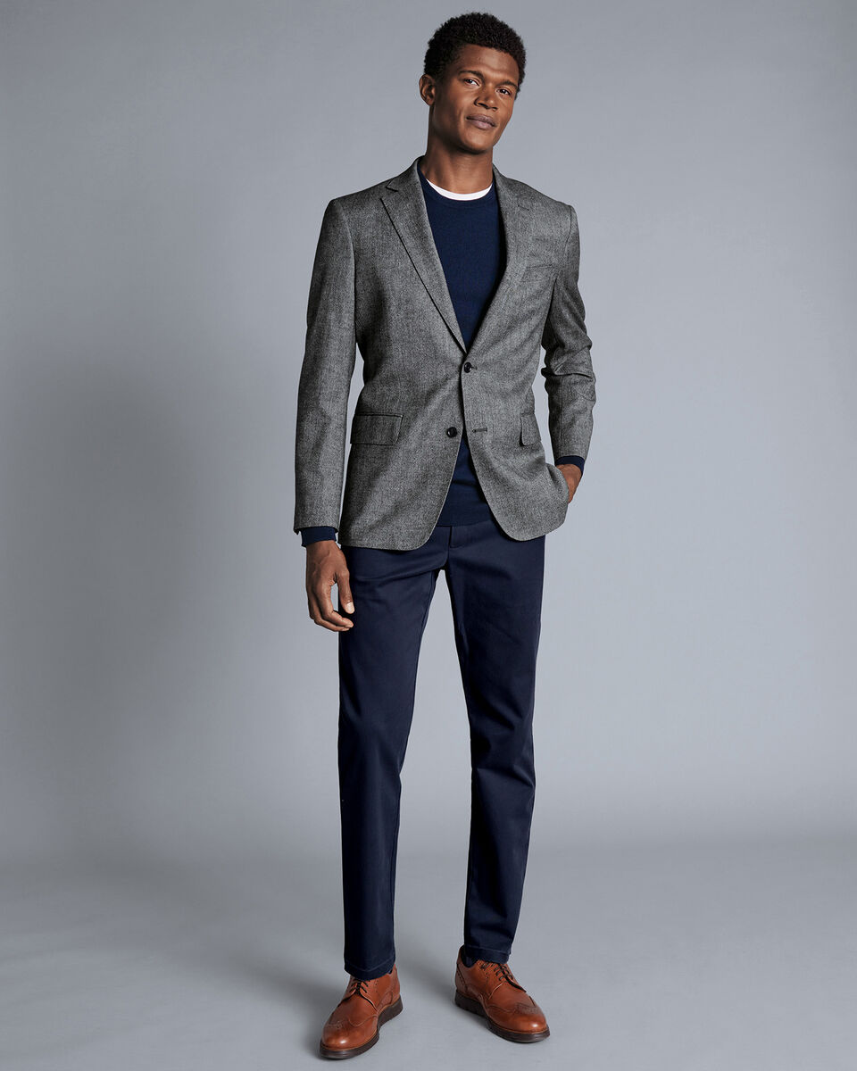 Texture Wool Jacket - Grey | Charles Tyrwhitt