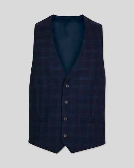 Business Check Suit Vest - Midnight Blue