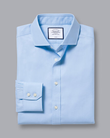 Spread Collar Non-Iron Twill Shirt - Sky Blue | Charles Tyrwhitt