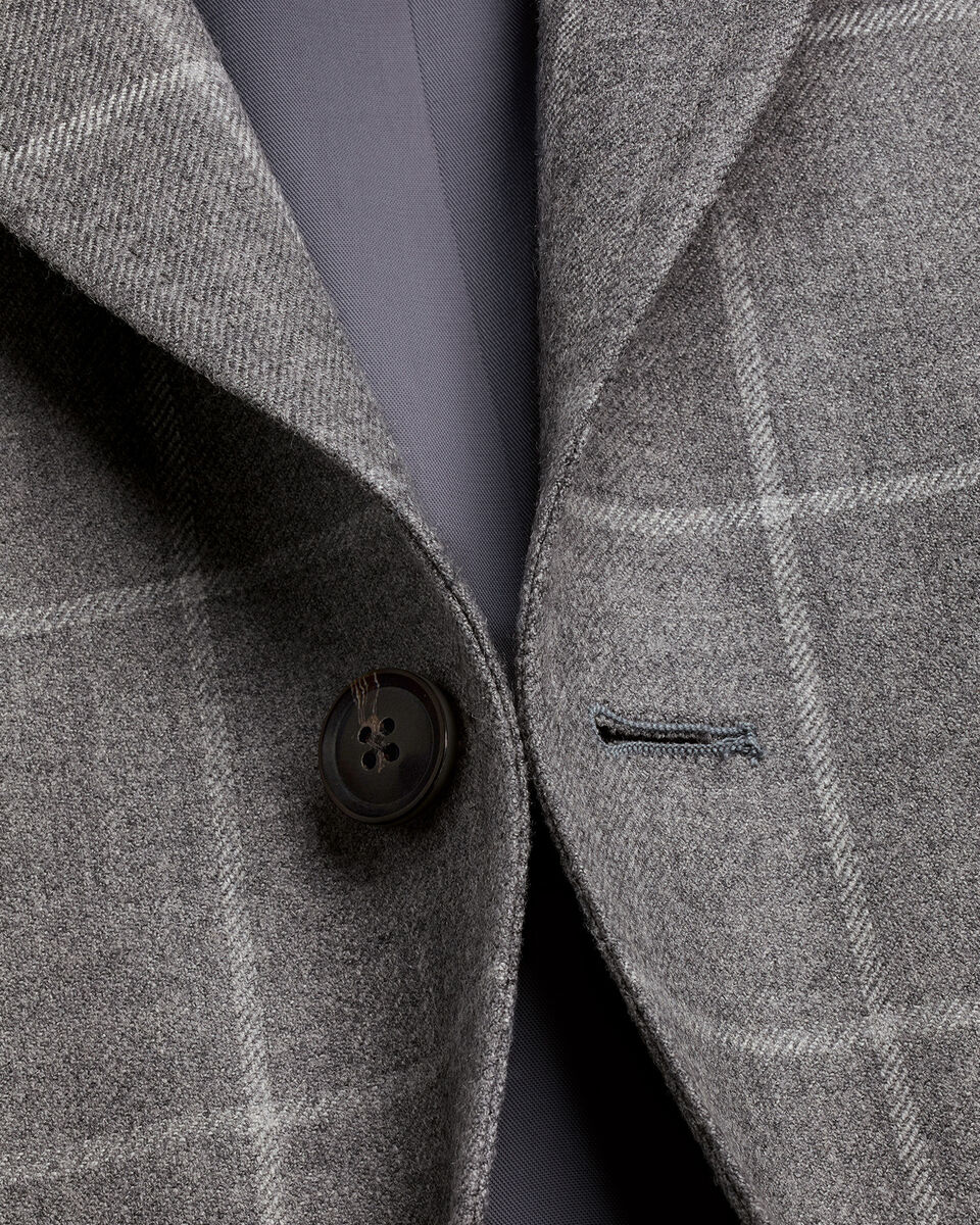 Veste &agrave; carreaux en laine textur&eacute;e - Gris