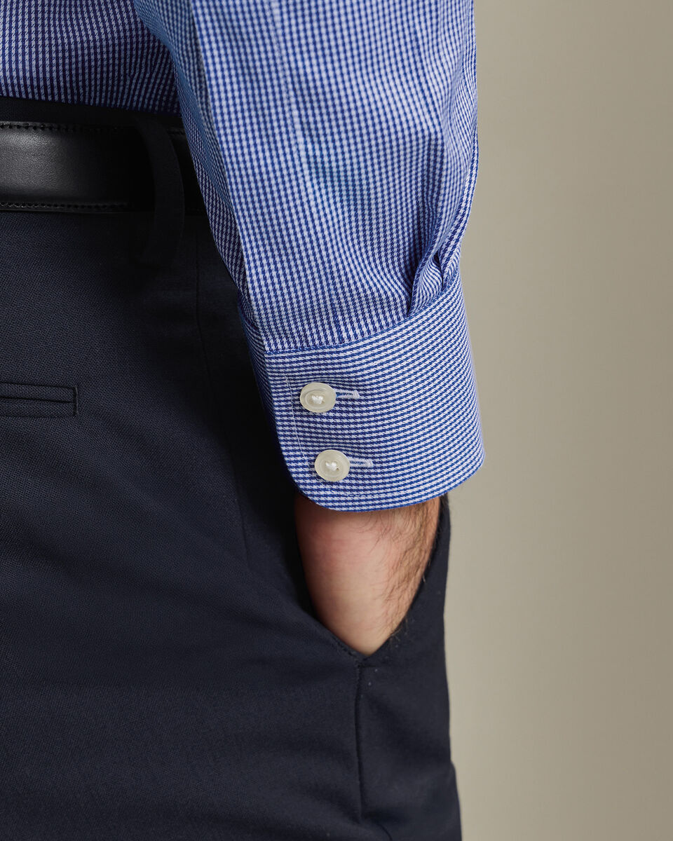 Non-Iron Twill Puppytooth Shirt - Royal Blue