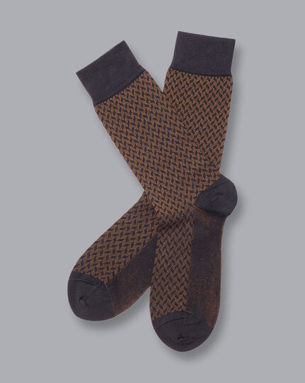 Socken mit Mini-Fischgrätmuster - Tiefblau
