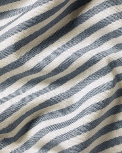 Cotton Stripe Tyrwhitt T-Shirt - Steel & Ecru