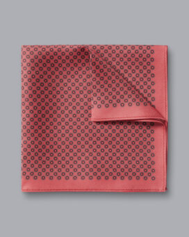 Circle Print Silk Pocket Square - Coral Pink